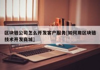 区块链公司怎么开发客户服务[如何用区块链技术开发商城]